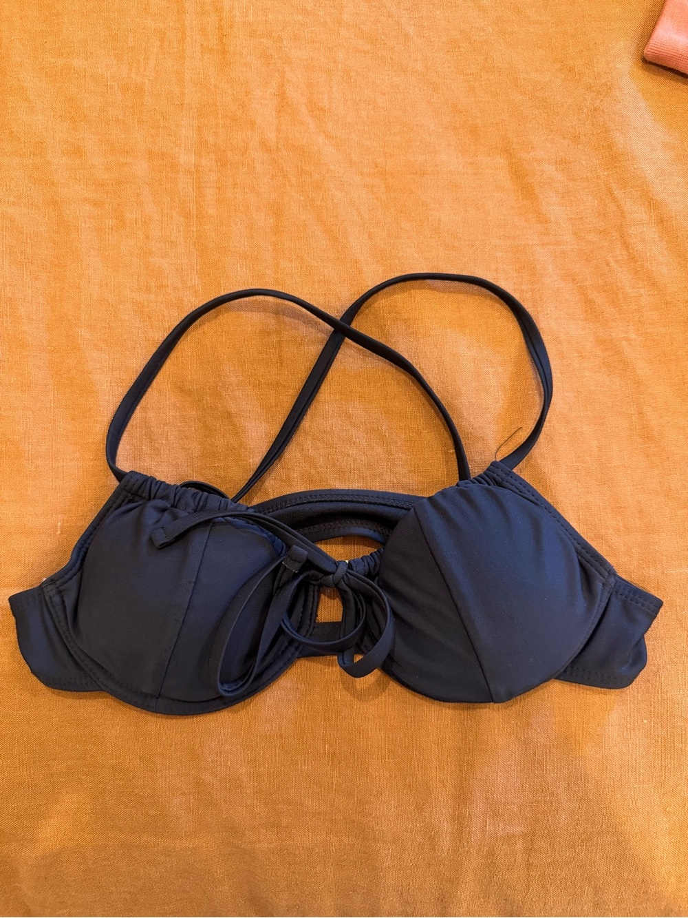 Black Tie-Front Bikini Top